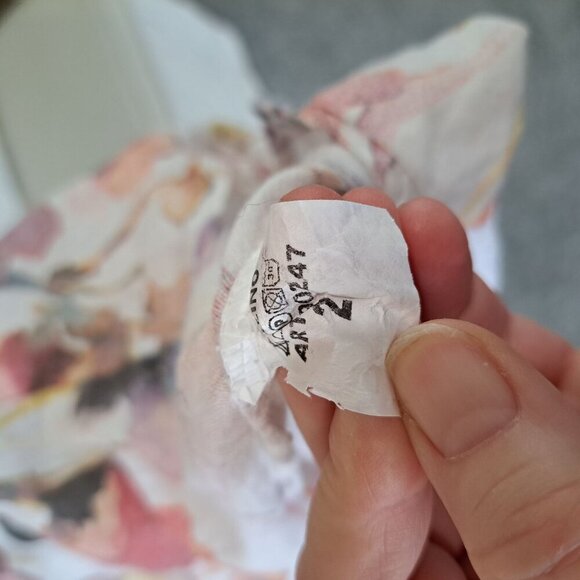 Floral Linen Womens Top By Transparente With Wooden Button Accents Pocket 2XL - Picture 7 of 10